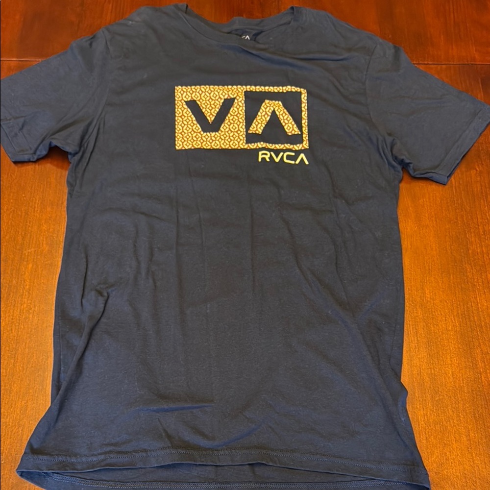 RVCA Blue Short Sleeve Tee with Bold Logo